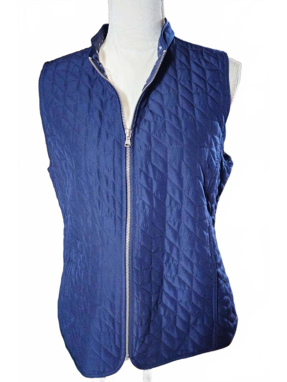 CHICOS ZENERGY Insulated Quilted Zip Front Vest Navy Size 1 (6-8)